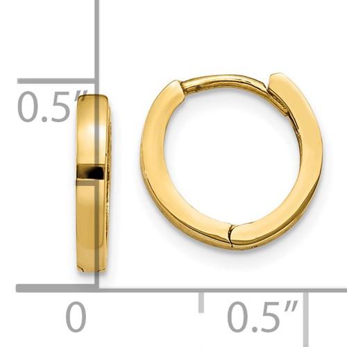 14k yellow gold classic huggie hinged hoop earrings 11mm x 2mm