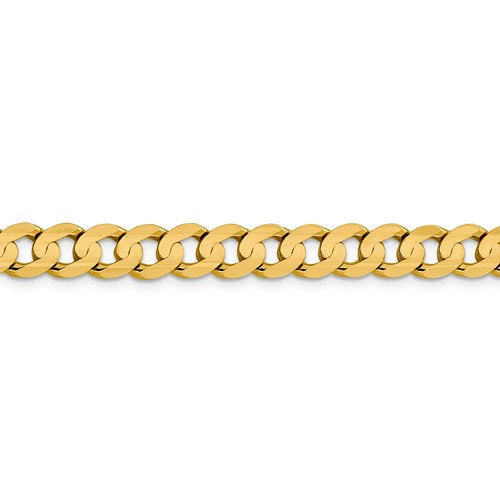 14K Yellow Gold 7.5mm Open Concave Curb Bracelet Anklet Choker Necklace Pendant Chain