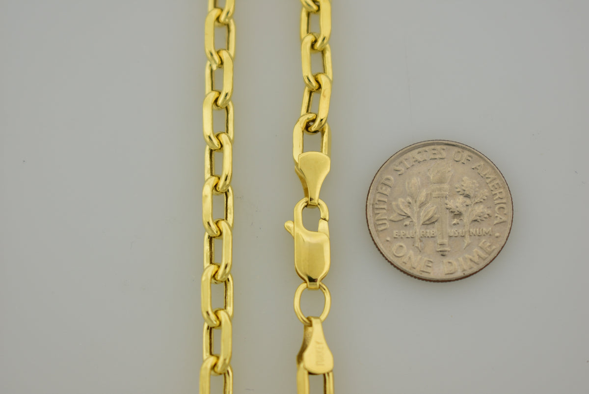 14k yellow gold 4.9mm open link cable bracelet anklet necklace pendant chain