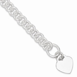 Sterling Silver Heart Tag Toggle Bracelet Custom Engraved Personalized Monogram