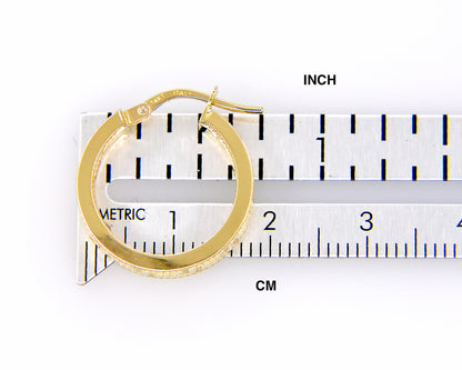 14k yellow gold greek key square tube round hoop earrings