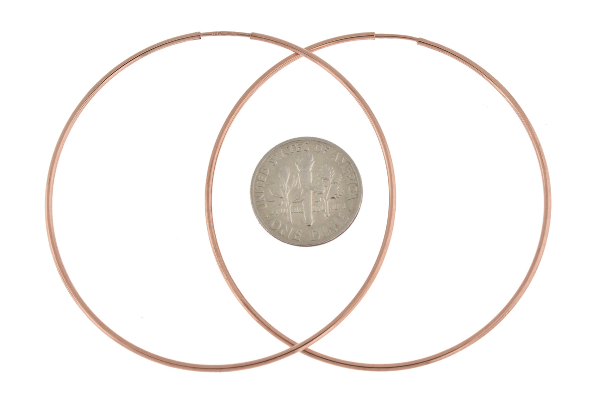 14k rose gold classic endless round hoop earrings 52mm x 1.25mm