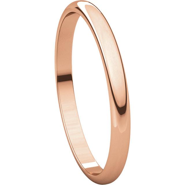 14k rose gold 2mm wedding anniversary promise ring band half round light