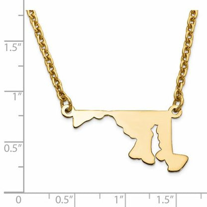 14k gold or sterling silver maryland md state name necklace personalized monogram