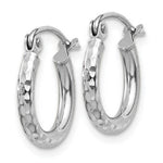 Załaduj obraz do przeglądarki galerii, 14k White Gold Diamond Cut Round Hoop Earrings 12mm x 2mm

