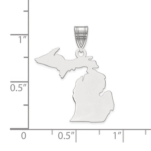 14k gold or sterling silver michigan mi state map pendant charm personalized monogram