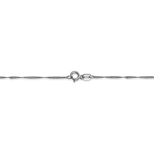 14k white gold 1mm singapore twisted bracelet anklet  choker necklace pendant chain spring ring clasp