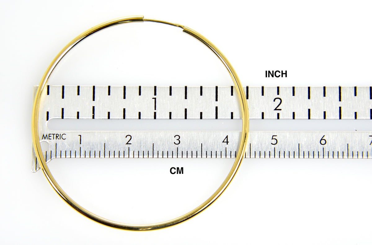 14k yellow gold large endless round hoop earrings 40mm x 1.5mm