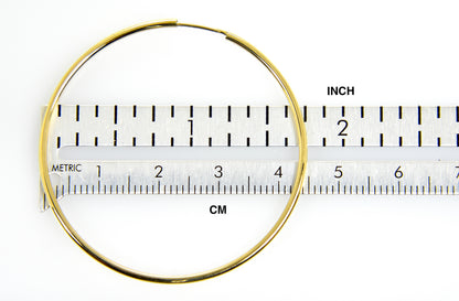 14k yellow gold large endless round hoop earrings 40mm x 1.5mm