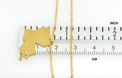 14k 10k yellow rose white gold diamond silver louisiana la state map personalized city necklace