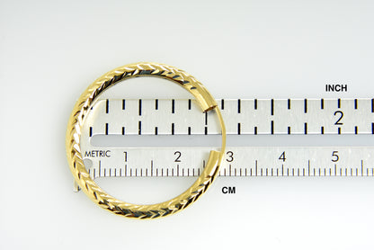 14k yellow gold diamond cut classic endless hoop earrings 28mm x 3mm