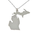 Load image into Gallery viewer, 14k 10k Yellow Rose White Gold Diamond Silver Michigan MI State Map Personalized City Necklace
