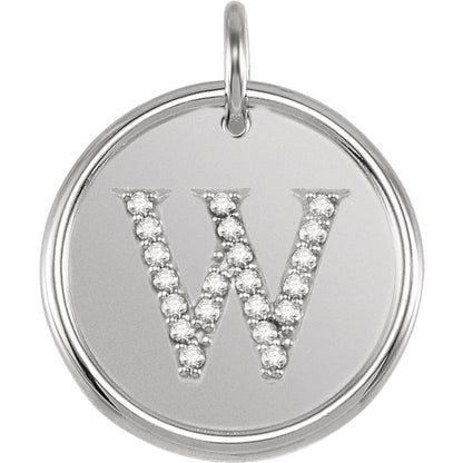 14k yellow rose white gold genuine diamond uppercase letter w initial alphabet pendant charm custom made personalized engraved