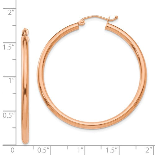 14k rose gold classic round hoop earrings 39mm x 2.5mm