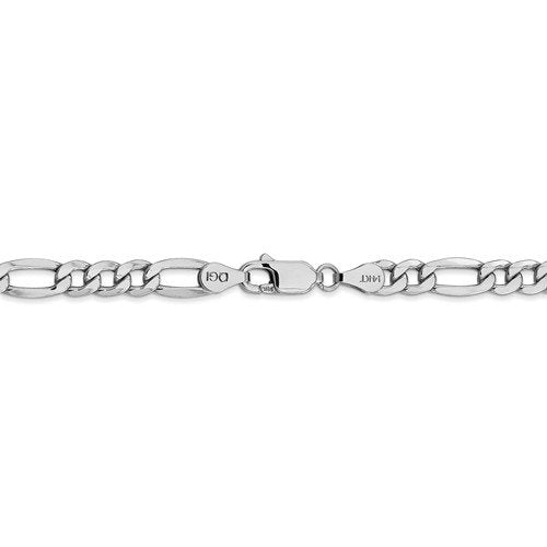 14k white gold 5.75mm lightweight figaro bracelet anklet choker necklace pendant chain