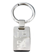 Kép betöltése a galériamegjelenítőbe: Engravable Sterling Silver Concave Rectangle Key Holder Ring Keychain Personalized Engraved Monogram
