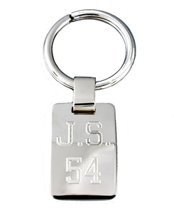 Engravable Sterling Silver Concave Rectangle Key Holder Ring Keychain Personalized Engraved Monogram