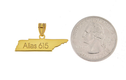 14k gold or sterling silver tennessee tn state map pendant charm personalized monogram