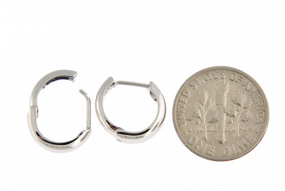 14k white gold classic huggie hinged hoop earrings 12mm x 5mm