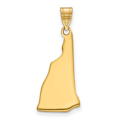 14k gold or sterling silver new hampshire nh state map pendant charm personalized monogram