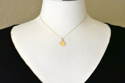 10k yellow gold 15mm round circle disc pendant charm personalized engraved monogram