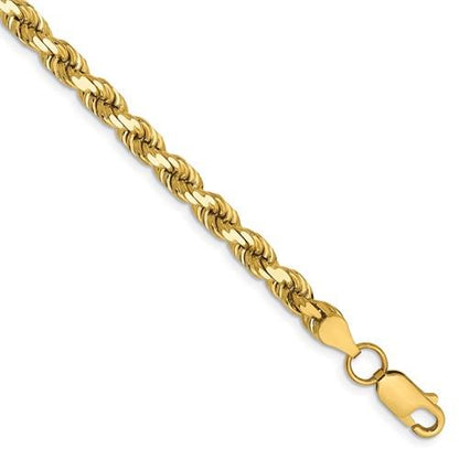 14k solid yellow gold 4.5mm diamond cut rope bracelet anklet choker necklace pendant chain