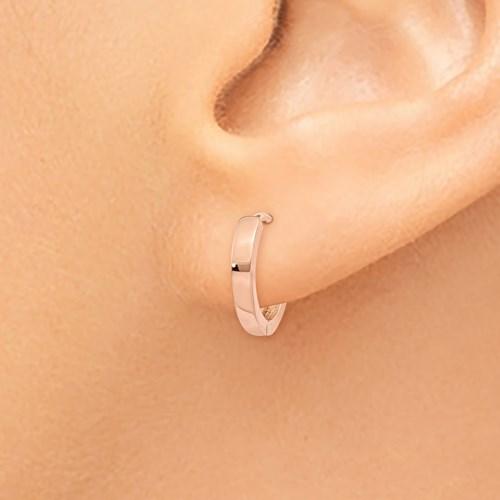 14k rose gold classic huggie hinged hoop earrings 11mm x 2mm