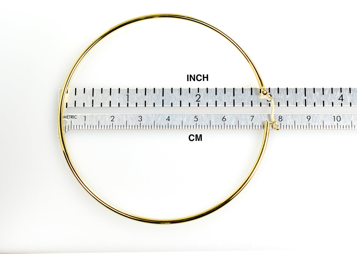 14k yellow gold classic round extra large hoop earrings 73mm x 2mm