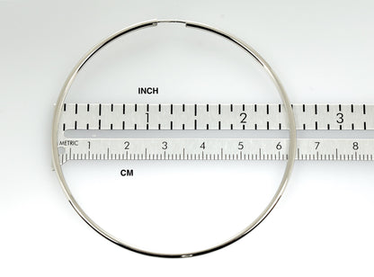 14k white gold round endless hoop earrings 64mm x 2mm