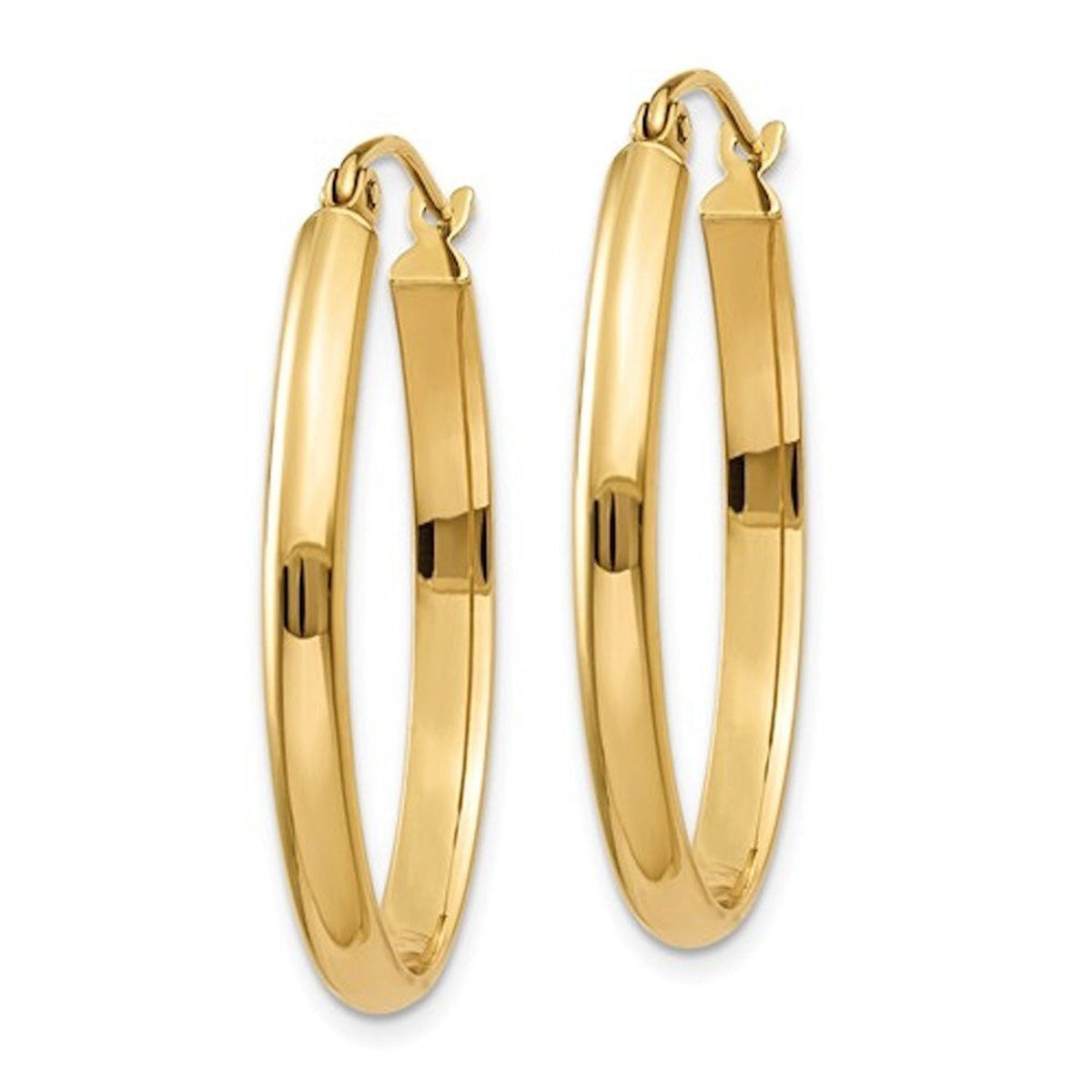 14k yellow gold classic polished oval hoop earrings 29mm x 21mm x 3mm