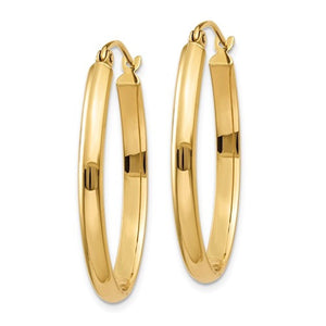 14k Yellow Gold Classic Polished Oval Hoop Earrings 29mm x 21mm x 3mm