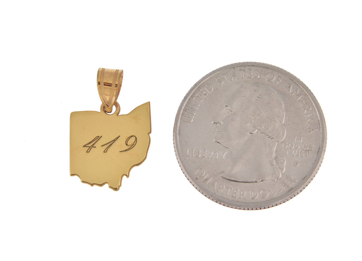14k gold or sterling silver ohio oh state map pendant charm personalized monogram