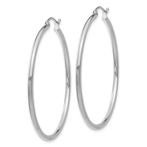 14k white gold classic round hoop earrings 44mmx2mm