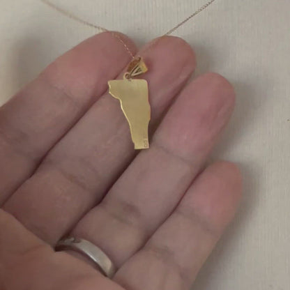 14K Gold or Sterling Silver Vermont VT State Map Pendant Charm Personalized Monogram