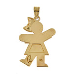 Load image into Gallery viewer, 14K Yellow Gold Girl with Bow Pendant Charm Personalized Engraved Monogram
