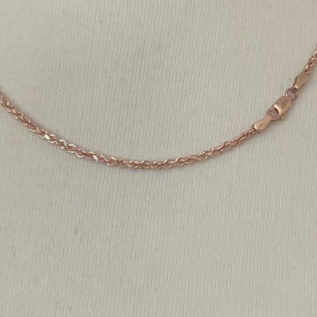 14k Rose Gold 2.5mm Diamond Cut Rope Bracelet Anklet Necklace Pendant Choker Chain