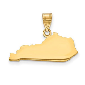 14K Gold or Sterling Silver Kentucky KY State Map Pendant Charm Personalized Monogram