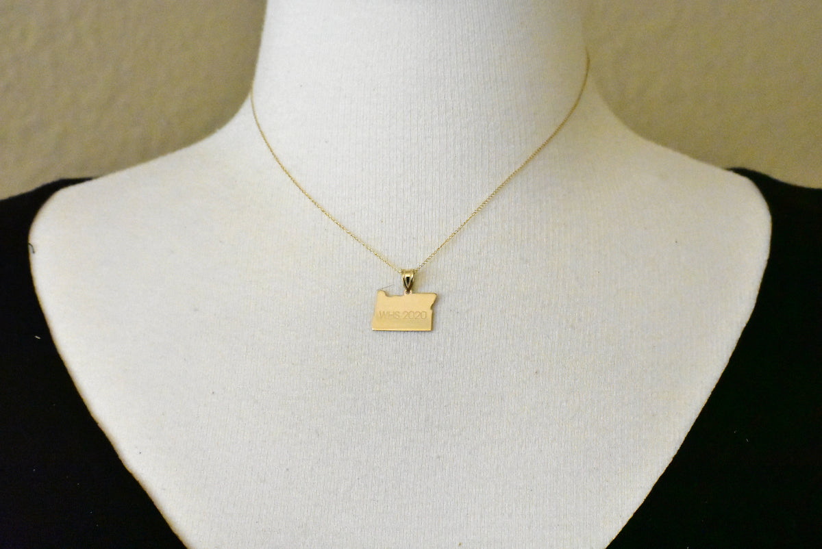 14k gold or sterling silver oregon or state map pendant charm personalized monogram