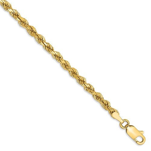14k solid yellow gold 3.2mm diamond cut rope bracelet anklet choker necklace pendant chain