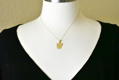 14k gold or sterling silver arkansas ar state pendant charm personalized monogram