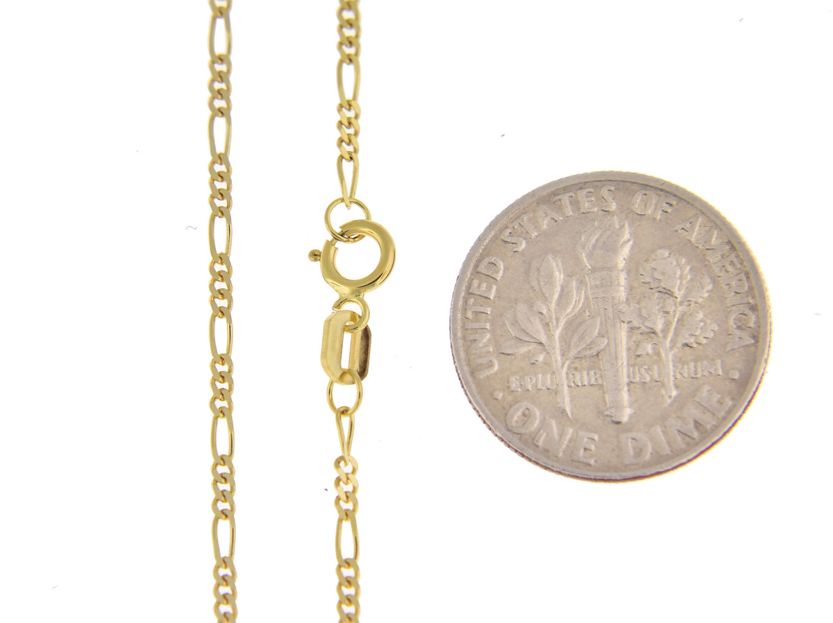 14k yellow gold 1.25mm flat figaro bracelet anklet choker necklace pendant chain