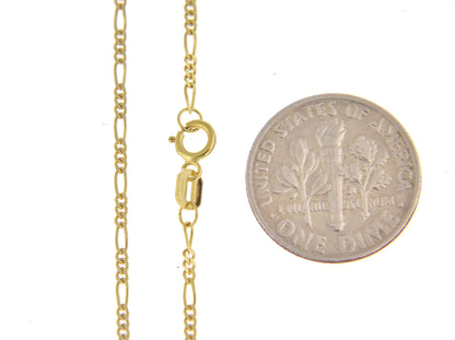 14k yellow gold 1.25mm flat figaro bracelet anklet choker necklace pendant chain