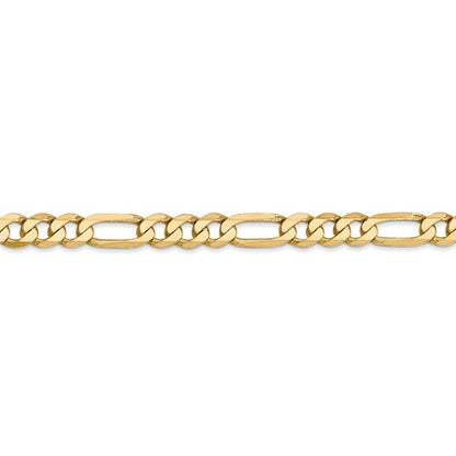 14k yellow gold 5.25mm flat figaro bracelet anklet choker necklace pendant chain