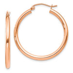 Indlæs billede til gallerivisning 14K Rose Gold Classic Round Hoop Earrings 28mm x 2.5mm
