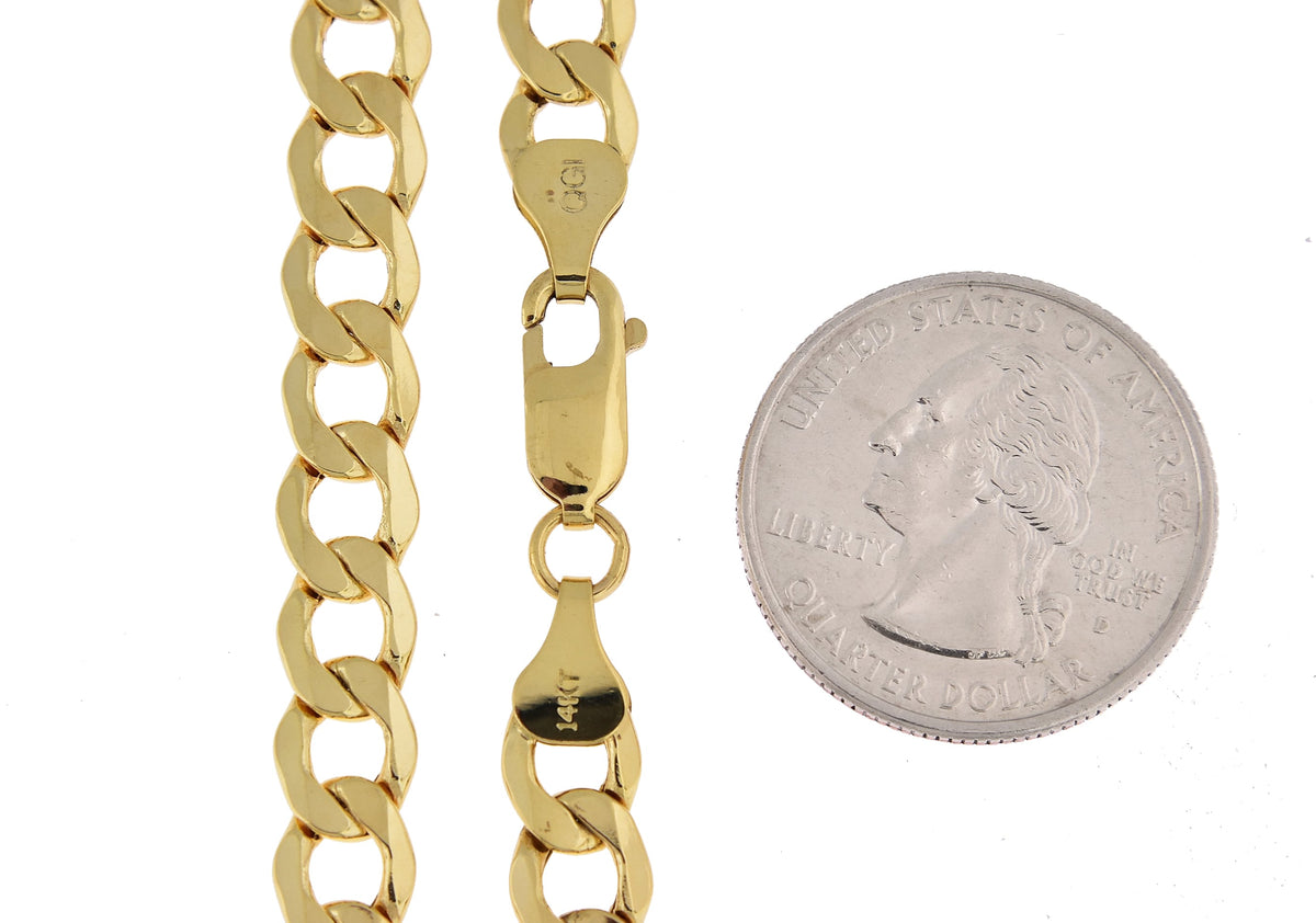 14k yellow gold 7mm curb link bracelet anklet choker necklace pendant chain