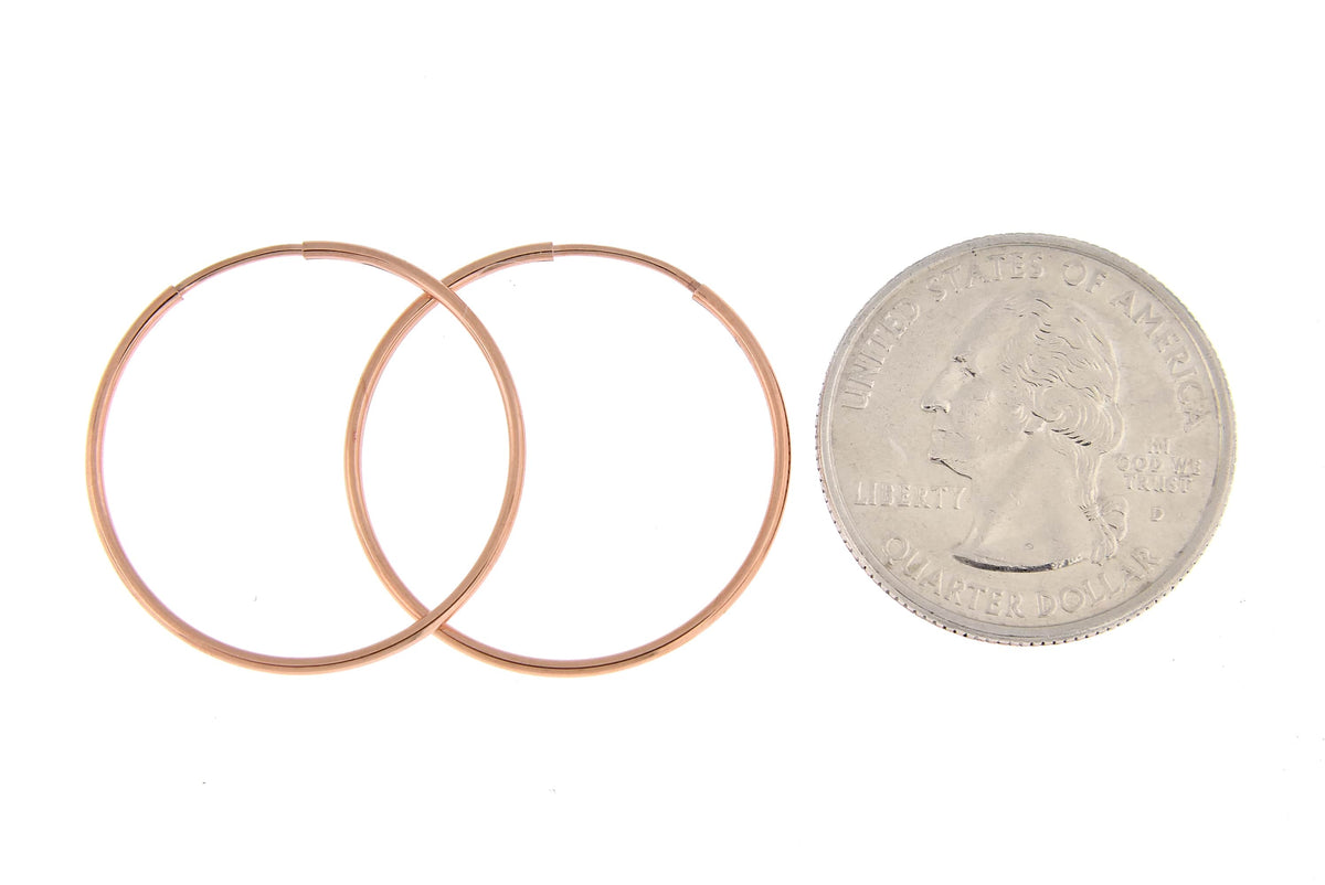 14k rose gold classic endless round hoop earrings 22mm x 1.25mm