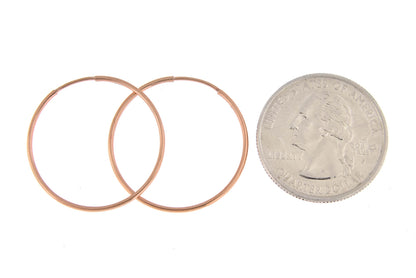 14k rose gold classic endless round hoop earrings 22mm x 1.25mm