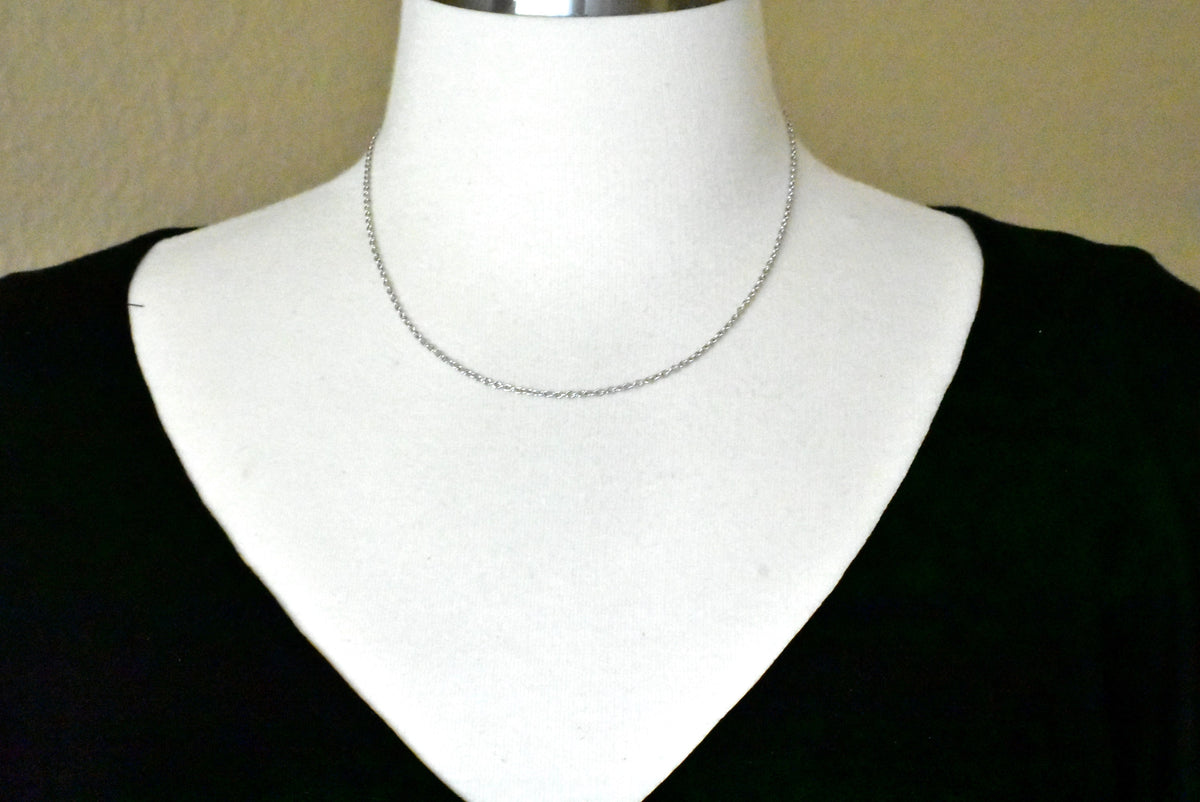 sterling silver rhodium plated 1.95mm cable necklace choker pendant chain