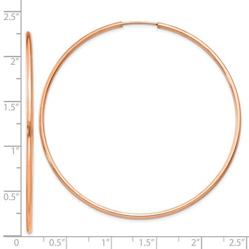 14k Rose Gold Classic Endless Round Hoop Earrings 55mm x 1.5mm