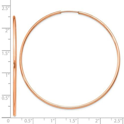 14k rose gold classic endless round hoop earrings 55mm x 1.5mm